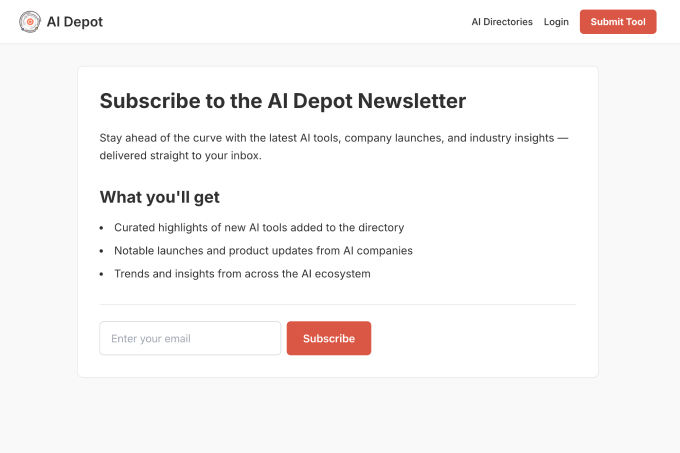 AI Depot newsletter screenshot